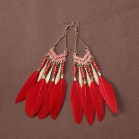 Bohemia Style Feather Tassel Earrings Zinc Zinc Zinc Alloy Boho Drop Earrings  Travel style 2