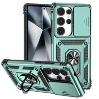Dėklas Samsung Galaxy S25 Ultra 5G Armor su magnetiniu žiedu-laikikliu, dangtelis Galaxy S25 Plus S25Ultra S 25 su slankiojančiu objektyvo apsaugu For Galaxy S25 Ultra žalia