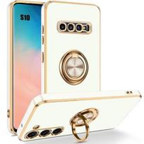 Dėklas - BOOLING - Galaxy S10 - Lankstus - Silikoninis - 360° besisukantis žiedas pirštui balta