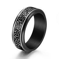 Stainless Steel Rotating Ring for Men Women Vintage Distressed Ring Stress Relief Fashion Jewelry 6 juoda