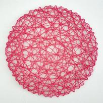 Round Paper Woven Placemats Wood Placemats Heat Resistant Rattan Mat Brown Paper Straw Placemats for Dining Party Wedding (Rose Red,38cm) rožinė raudona spalva