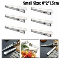 Stainless Steel Food Storage Sealing Clips Reusable Metal Bag Seal Clamps for Fresh Keeping Snacks Chips Cereals Kitchen Organizer Tools Small-1PC sidabras