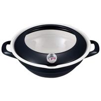 Fuji Enamel Tempura Pot with 24cm Easy to Black Horō Thermometer, (2.8L), Clean, TP-24 BK juoda