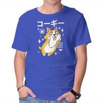 Unisex Crew Neck T-Shirt Kawaii Corgi Graphic Short Sleeve Casual Tee S