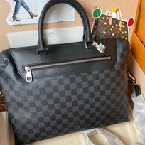 [Pre-Owned] Checkered Zipper Canvas Briefcase Shoulder Crossbody Tote Bag Regular - Unused #1PSDS1Y ONE SIZE