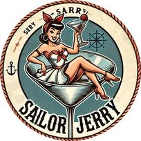 Sailor Jerry Spiced Rum Tin Sign  Retro Style Ideal for Bedroom Kitchen Dining Room Decor  Unique Family Gift 20x20cm(8x8inch)