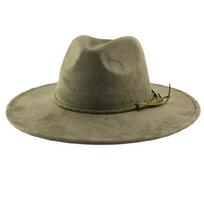 Chic Large Brimmed Flat Top Hat Multiple Color Flat Edged Gentleman's Hat Ideal For Formal Event And Everyday Outfits armijos žalia spalva