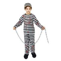 Childrens Role Play Prison Uniform Set With Removable Plastic Chain And Hat For Halloween Theme Parties L