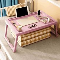 Non-slip Folding Bed Table No-Installation Laptop Stand Simple Portable Lap Table  Office Use rožinė