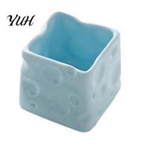 Healing Style Kitchen Storage Ceramic Cheese Pen Holder, Large Capacity Jar, Cute Desk Organizer Smooth Surface Container for Stationery Makeup