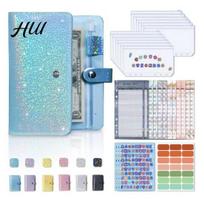 Accounting Ledger Refillable A6 Budget Planner Notebook, Glitter Cash Tracker Journal, Financial Cover Organizer with Dividers for Expense Tracking,