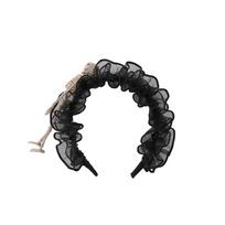 Wide Brim Gothic Headband Fluffy Mesh Cosplay Headpiece Ghost Headwear Skull Hair Hoop  Goth Girls juoda