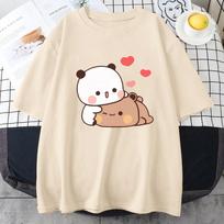Cartoon Panda Bear Bubu and Dudu T Shirt EU Size 100% Cotton Women Tops Kawaii Printed Harajuku Ullzang Tees O-Neck Anime Female 4XL
