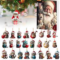 Acrylic Cat Advent Calendar with 24 Cat Pendants 24 Days Christmas Countdown Calendar C