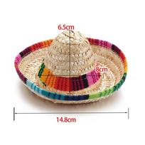 Buckle Costume Cat Sombrero Mexican Straw Cap Pet Straw Hat Pet Ornaments