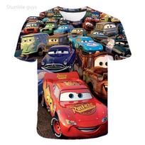 Summer Kids Cars T-Shirt Lightning McQueen Mater Print Short Sleeve Soft Cartton Breathable Casual Cartoon Tops 110