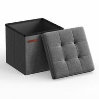 Mała Pufa Pikowana 30 Cm Ciemnoszara