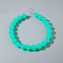 Adjustable Length Colourful Choker Elegant Round Necklace Bohemia Bead Necklace  Women Fashion tamsiai žalia spalva