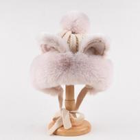 Sweet and Lovely Thunderbolt Hat Female Fall and Winter Warm Fox Cat Ears Ear Protection Cap Thickened Plush Knitted Wool Cap One Size smėlis