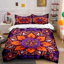 Orange and purple mandalas. Bedding sets Duvet cover sets Duvet covers Pillowcases(1* Duvet Cover 2* Pillowcases without duvet insert) 135x200cm