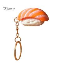 Keychain Pendant, Simulated Salmon Sushi Stress Relief Toy with Hanging Food Texture Chain, 3D Printed Ornament for Backpack School Bag Charm A