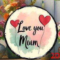 Love You Mum Metal Wall Art D Flat Print Heart Balloons Rustic Iron Sign for Mothers Day Home Decor 20x20cm(8x8inch)