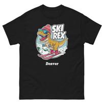 Denver Ski Rex Skiing T-Rex Dinosaur Shirt Dino Skier T-Shirt S