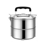 Stainless Steel Lunch Snack Box Stackable Food Warmer Overflow-Proof Keep Warm Cylinder  School 13.5cm/5.31in-2 layer