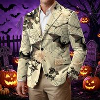 Men's Business Casual Corduroy with Halloween Print L smėlis