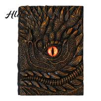 Detachable Notebook Inner Dragon Eye 3D Embossed Journal Refillable Travel Notepad Three-dimensional Relief Design Vintage Blank Pages for Sketching oranžinė