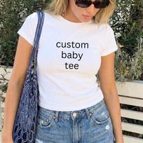 Custom Baby Tee - Personalized 90's Style Cropped Shirt, Fitted Tshirt, Y2k Retro Crop Top Customized with Your Text or Image, Gift Women XL