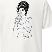 Amy Winehouse Line Art T-Shirt – Retro Soul Music Gift M
