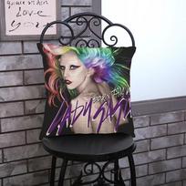 Fashion Star Lady Gaga Room Decorative Cushion Cover Colorful Cool Girl Sofa Chair Throw Pillow Case Cojines 45X45Cm Peach skin 18*18(CM)-1Pcs