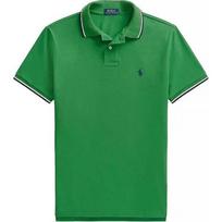 Polo Ralph Lauren Logo Embroidered Striped Trim Short Sleeve Polo Shirt Men Polo Shirts Green 710844275-035 L