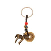 Kinų Sėkmės Arklys Automobilio Raktų Pakabukas Zodiako Žalvarinis Moliūgas Penkių Imperatorių Monetos Raktų Pakabukas Metalinis Feng Shui Monetos Sėkmės Raktų Žiedas