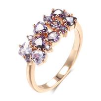 Dark Light Color Gradient Matching Purple Zircon Rings for Women Sparkling Personality Accessories KTJ 7 violetinė