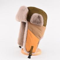 Splicing Thunderbolt Cap Male Winter Warm Ear Protection Thick Cotton Cap Children Outdoor Skiing Cycling Cold Flight Cap One Size brown