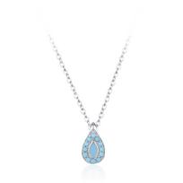 Ailmay 100% 925 Sterling Silver Waterdrop Turquoise Pendant Necklace for Women Girls Dainty Chain Neck Jewelry sidabras