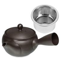 Kitsusako Tokoname Ware Spiral Teapot 330ml Filter Tea Strainer Dark Gray Black A teapot that mellows the taste of Suitable for deep Made in [Latest