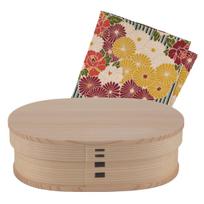 Odate Kogeisha Akita Cedar Bentwood Bento Box Bento Box with Small Furoshiki Line Blue Lunch Wooden Bento Made in Urethane Traditional Japanese
