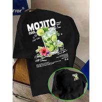 Men's Black Mojito Graphic Tee Short Sleeve Crew Neck Soft Cotton Summer Cocktail Drink Print Casual Beach Vacation Relaxed Fit S juoda
