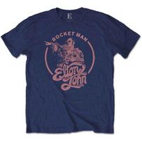 Elton John T Shirt Rocketman Circle Point Logo new Official Mens Navy Blue M