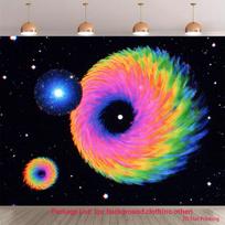 2D plane rainbow universe twinkling stars scene background cloth suitable for indoor and outdoor celebrations polyester fiber 47.2x31.5inch/120*80cm
