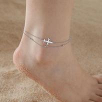 Cazador Animal Cat Dog Paw Anklets for Women Stainless Steel Double Layer Beads Foot Bracelet on the Leg Summer beach Jewelry