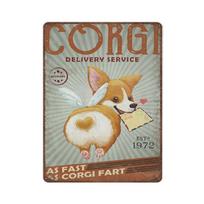 Retro Thick Metal Tin Sign Corgi Dog Delivery Service Company Tin Sign Novelty PostersHome Decor Wall ArtFunny Signs for Ho 20x30cm（7.8x11.8inch）
