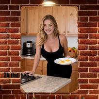 Retro Kitchen Girl with Sunny Side Up Eggs High Definition Vintage Metal Tin Sign Wall Art Decor 20x30cm（7.8x11.8inch）