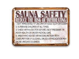 Warning Sauna Safety Reduce Risk Of Overheating Retro Art Sign Laundry Room Decor Vintage Coffee Decor Bedroom Accessories Farmh 20x30cm（7.8x11.8inch）