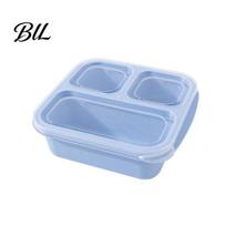 Easy Carry Lunch Box Portable Three-Compartment Food Storage Container Dust-Proof Healthy Reusable for Work Travel Office Snacks Sealed mėlyna