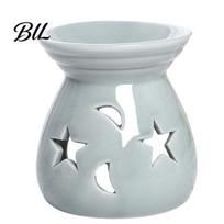 Multi-use Wax Warmer Ceramic Melt Essential Fragrance Oil Diffuser Small Tea Light Relaxation Aroma Burner Candle Holder Desk Incense for Home Bedroom pilka
