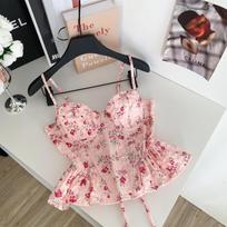 Seksuali liekna korsetė su raukinukų raštu Stilinga korėjietiška maikutė-topas Pagrindinė mada Atidengtais pečiais Vasariniai moteriški drabužiai L geltona